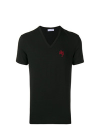 T-shirt à col en v imprimé noir Dolce & Gabbana Underwear