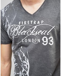 T-shirt à col en v imprimé noir Firetrap