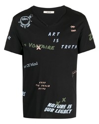 T-shirt à col en v imprimé noir Zadig & Voltaire