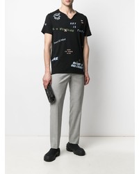 T-shirt à col en v imprimé noir Zadig & Voltaire