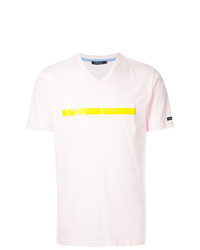 T-shirt à col en v imprimé rose GUILD PRIME