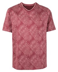 T-shirt à col en v imprimé rouge D'urban