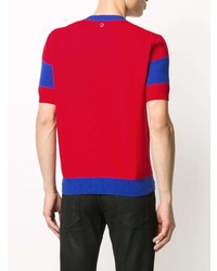 T-shirt à col en v imprimé rouge Just Cavalli