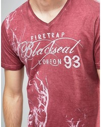 T-shirt à col en v imprimé rouge Firetrap