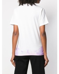 T-shirt à col en v imprimé tie-dye blanc MM6 MAISON MARGIELA
