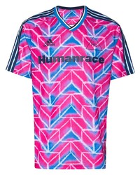 T-shirt à col en v imprimé tie-dye multicolore adidas