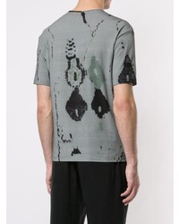 T-shirt à col en v imprimé vert menthe Giorgio Armani