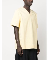 T-shirt à col en v jaune Jil Sander