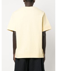 T-shirt à col en v jaune Jil Sander