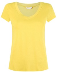 T-shirt à col en v jaune