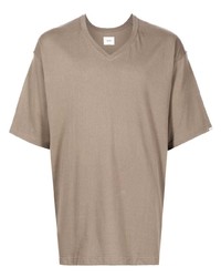 T-shirt à col en v marron clair WTAPS