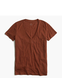 T-shirt à col en v marron