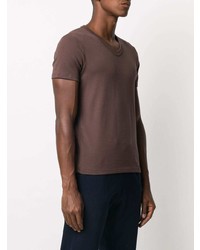 T-shirt à col en v marron Tom Ford