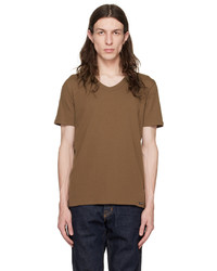 T-shirt à col en v marron Tom Ford
