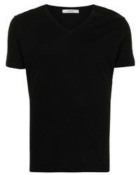 T-shirt à col en v noir Adam Lippes
