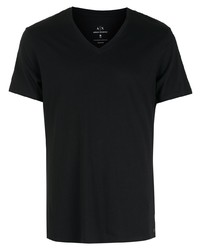 T-shirt à col en v noir Armani Exchange