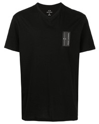 T-shirt à col en v noir Armani Exchange