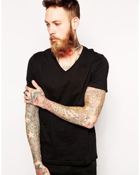 T-shirt à col en v noir Asos