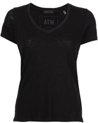 T-shirt à col en v noir ATM Anthony Thomas Melillo