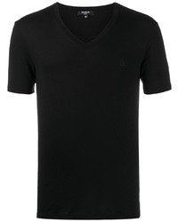 T-shirt à col en v noir Balmain