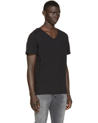 T-shirt à col en v noir Pierre Balmain