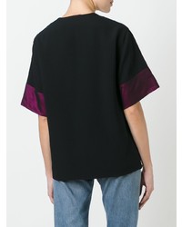 T-shirt à col en v noir Lanvin