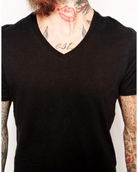 T-shirt à col en v noir Asos