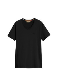 T-shirt à col en v noir Burberry