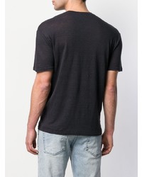 T-shirt à col en v noir Roberto Collina