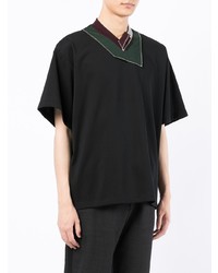 T-shirt à col en v noir Kolor