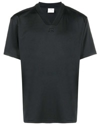 T-shirt à col en v noir Courrèges