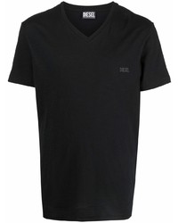 T-shirt à col en v noir Diesel
