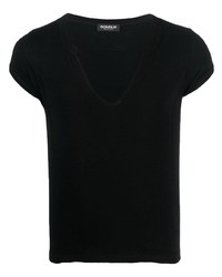 T-shirt à col en v noir Dondup