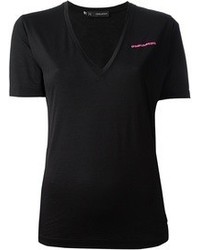 T-shirt à col en v noir DSquared