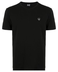 T-shirt à col en v noir Ea7 Emporio Armani