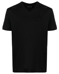 T-shirt à col en v noir Emporio Armani