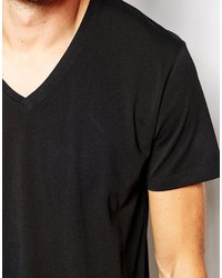 T-shirt à col en v noir Esprit