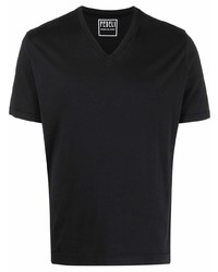 T-shirt à col en v noir Fedeli