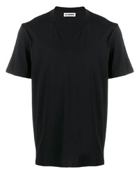 T-shirt à col en v noir Jil Sander