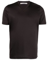 T-shirt à col en v noir La Fileria For D'aniello