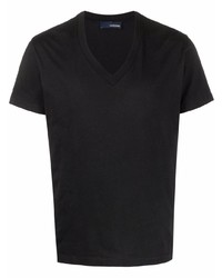 T-shirt à col en v noir Lardini