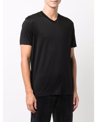 T-shirt à col en v noir Emporio Armani