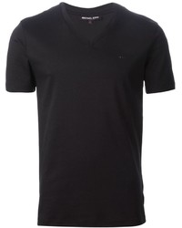 T-shirt à col en v noir Michael Kors