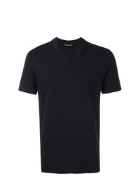 T-shirt à col en v noir Neil Barrett