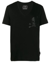 T-shirt à col en v noir Philipp Plein