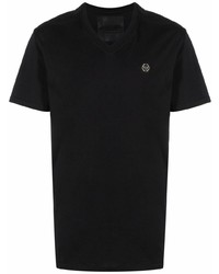 T-shirt à col en v noir Philipp Plein