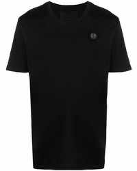 T-shirt à col en v noir Philipp Plein