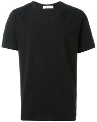 T-shirt à col en v noir Pierre Balmain