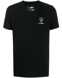 T-shirt à col en v noir Plein Sport