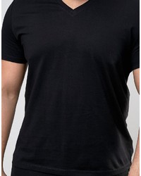 T-shirt à col en v noir Asos